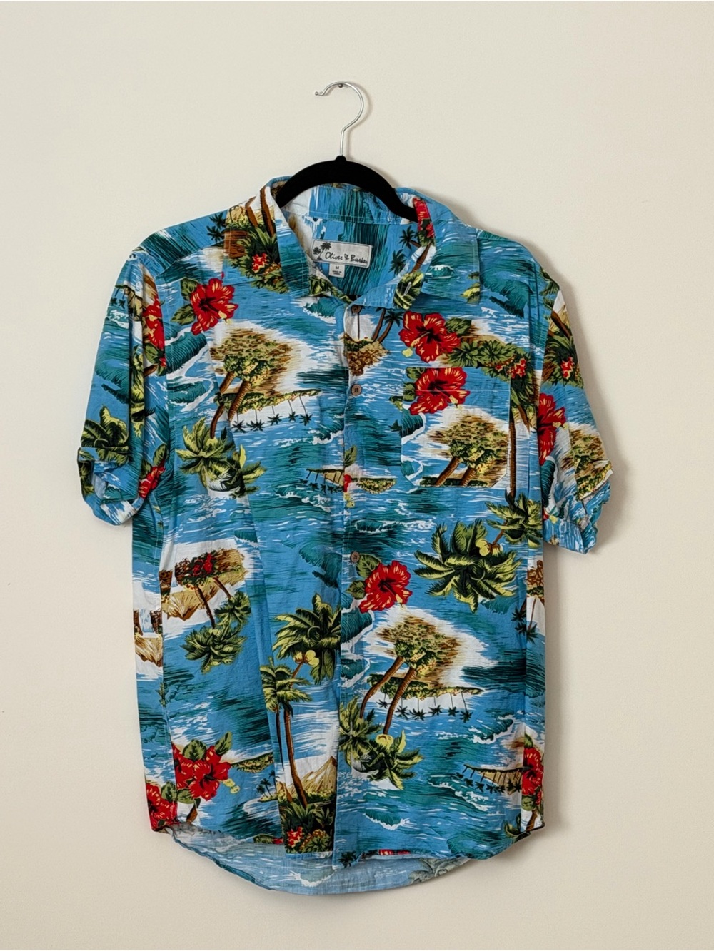Oliver & Burke Men's Tropical Hawaiian Casual Button-Down Shirt